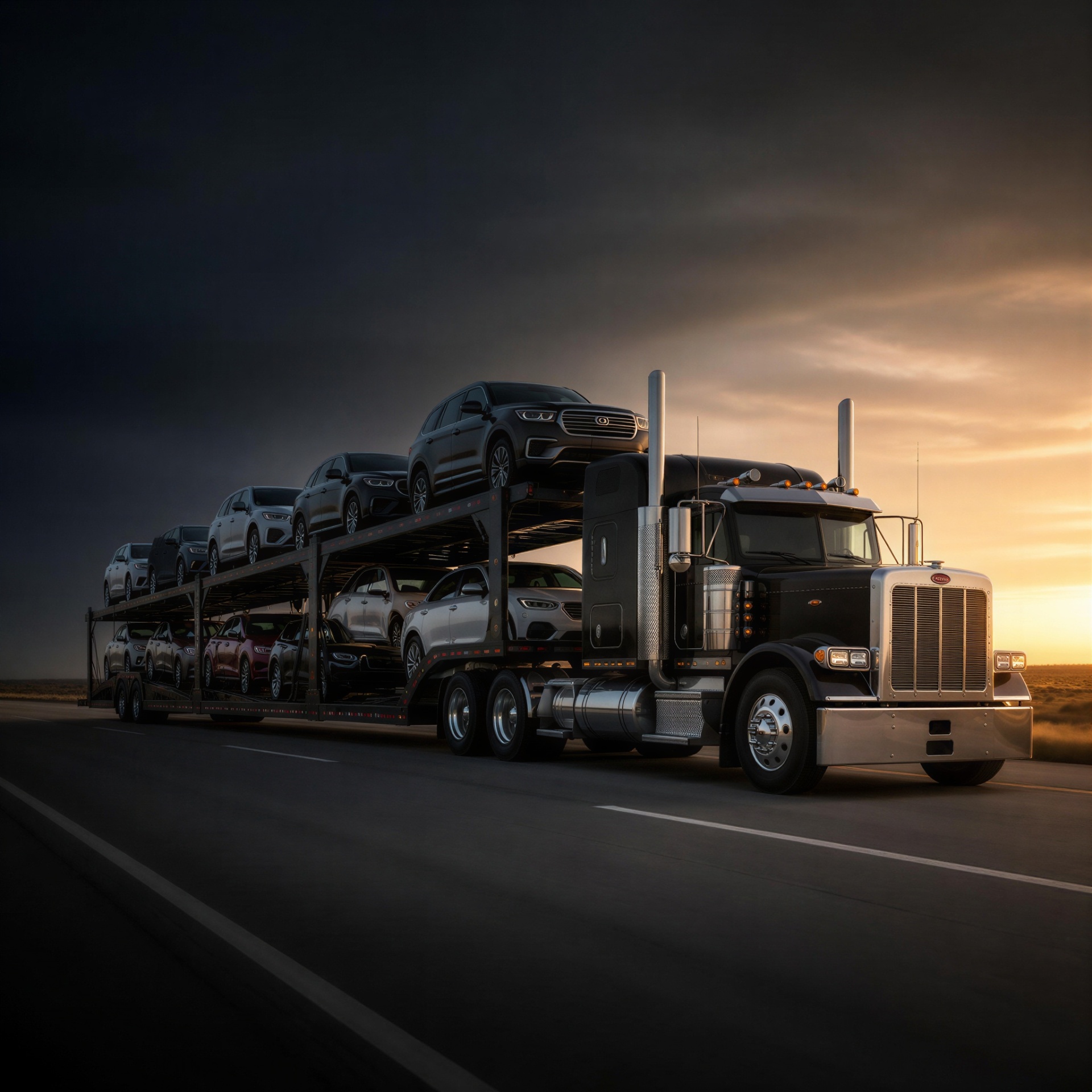 Car carrier transporting vehicles across the country